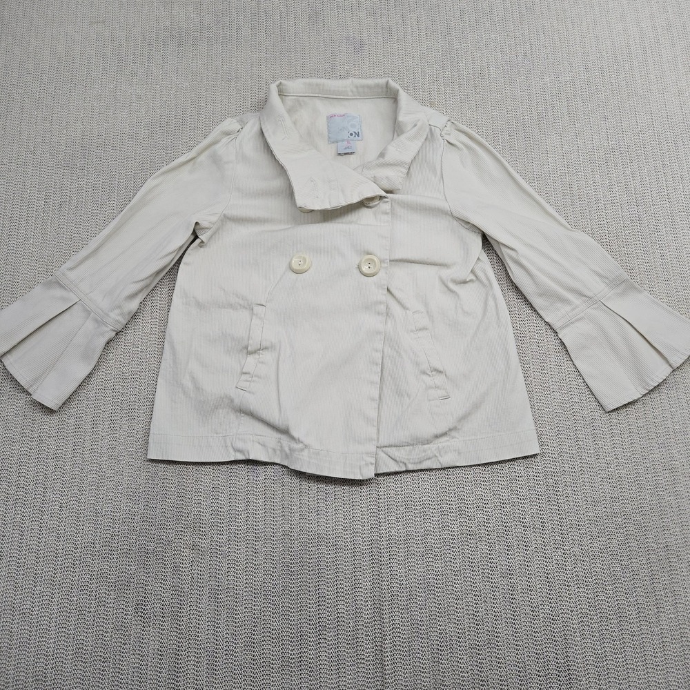 Old Navy Jacket Girls XL Beige Double Breasted Corduroy Coat Ruffle Sleeve